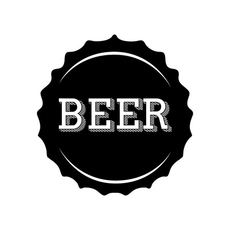 Isolated silhouette of a beer bottle cap, illustrationのイラスト素材