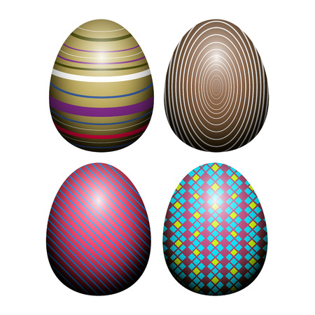 Set of textured easter eggs on a white background, Vector illustrationのイラスト素材