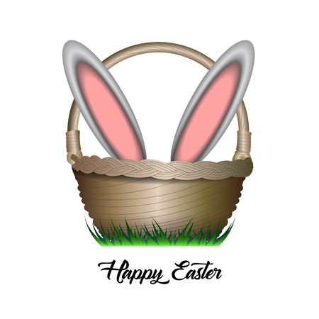 Isolated easter bunny ears on a basket, Vector illustrationのイラスト素材