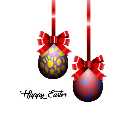 Isolated pair of easter eggs on a white background, Vector illustrationのイラスト素材