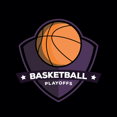 Isolated basketball emblem on a black background, Vector illustrationのイラスト素材