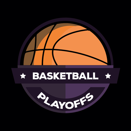 Isolated basketball emblem on a black background, Vector illustrationのイラスト素材