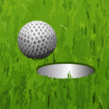 Golf ball near a hole, Vector illustrationのイラスト素材