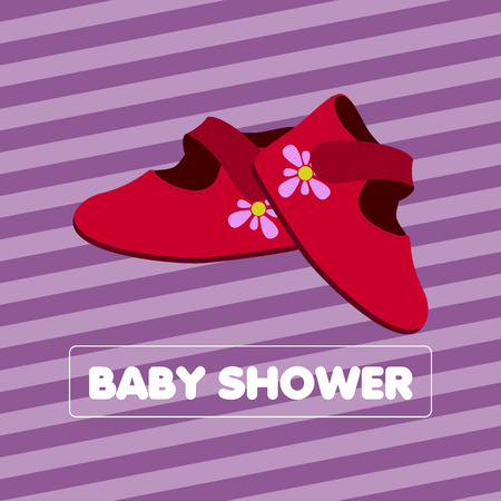 Pink baby shower invitational card, Vector illustrationのイラスト素材