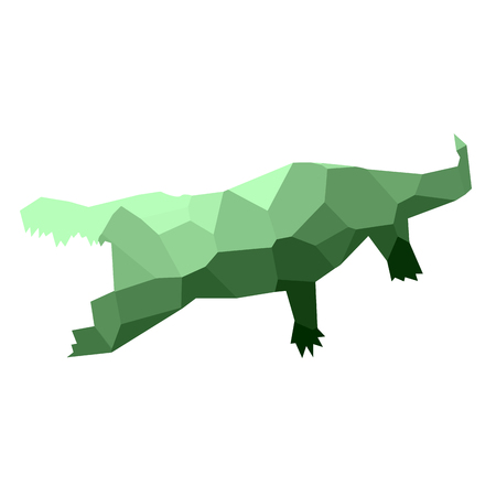 Isolated colored low poly crocodile, Vector illustrationのイラスト素材