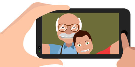 Isolated cellphone with a selfie, Vector illustrationのイラスト素材
