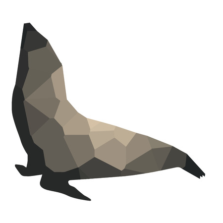 Isolated colored low poly seal, Vector illustrationのイラスト素材
