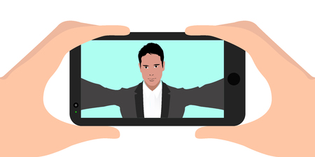 Isolated cellphone with a selfie, Vector illustrationのイラスト素材