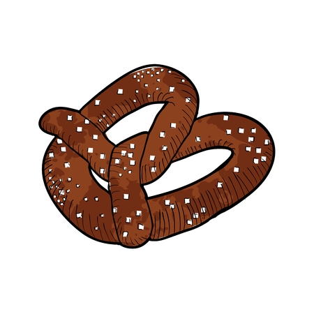 Isolated retro pretzel on a white background, Vector illustrationのイラスト素材