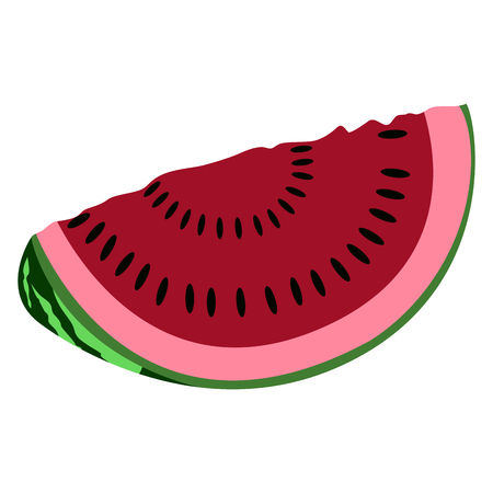 Isolated cut watermelon on a white background, Vector illustrationのイラスト素材
