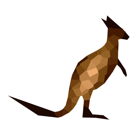 Isolated colored low poly kangaroo, Vector illustrationのイラスト素材