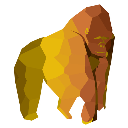 Isolated colored low poly gorilla, Vector illustrationのイラスト素材