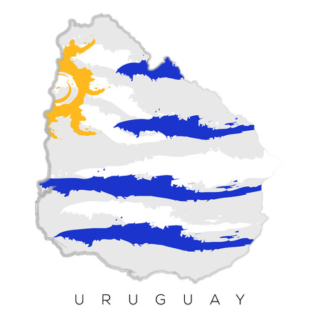 Isolated Uruguayan map with its flag, Vector illustrationのイラスト素材