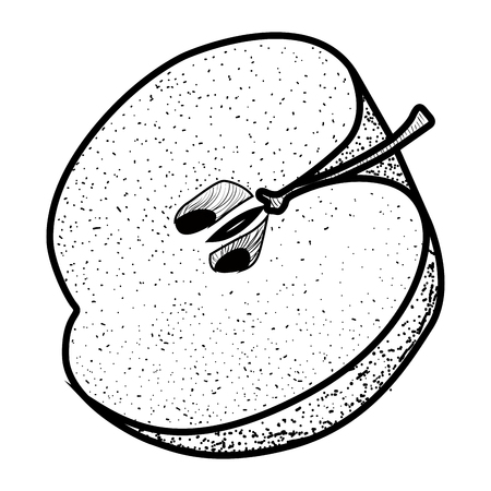 Isolated vintage cut apple on a white background, Vector illustrationのイラスト素材