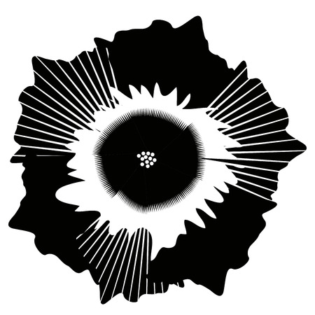 Isolated silhouette of a detailed flower, Vector illustrationのイラスト素材