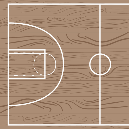 Wooden basketball field with lines, Vector illustrationのイラスト素材