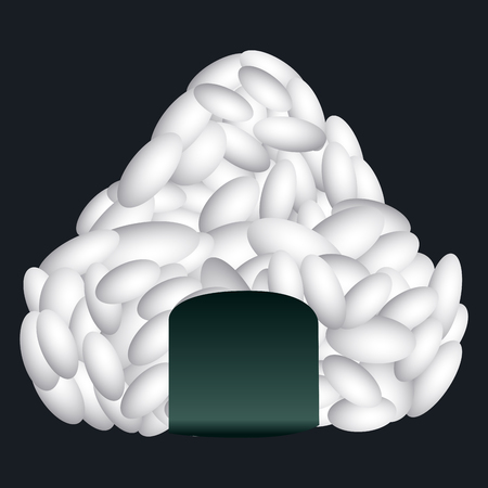Isolated onigiri on a black background, Vector illustrationのイラスト素材