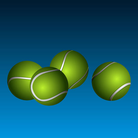 Set of tennis balls on a blue background, illustrationのイラスト素材