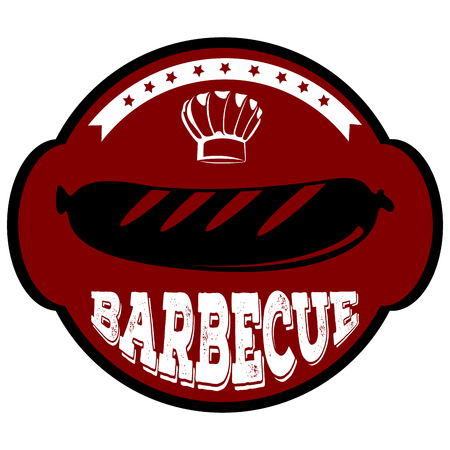 Isolated barbecue label with a sausage icon, illustrationのイラスト素材