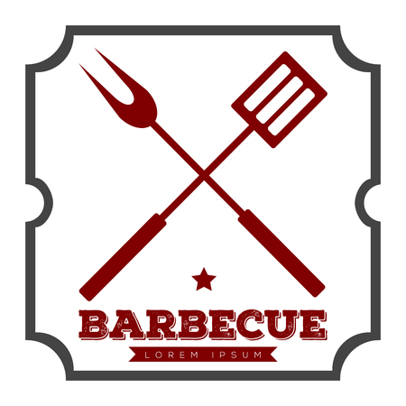 Isolated barbecue label with utensils icon, illustrationのイラスト素材