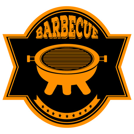 Isolated barbecue label with a grill icon, illustrationのイラスト素材