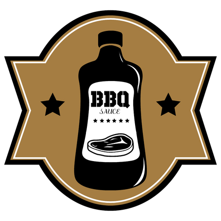 Isolated barbecue label with a sauce bottle icon, illustrationのイラスト素材