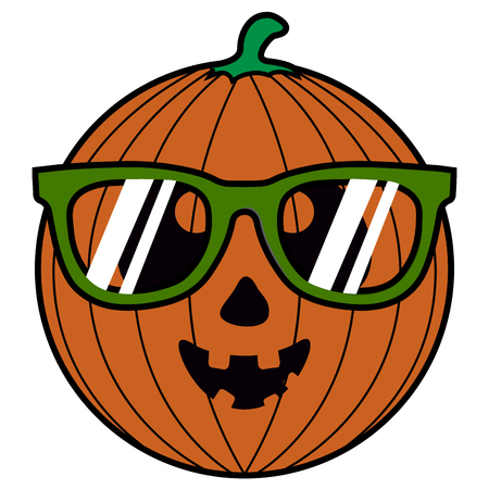 Isolated pumpkin icon with glasses on a white background, vector illustrationのイラスト素材