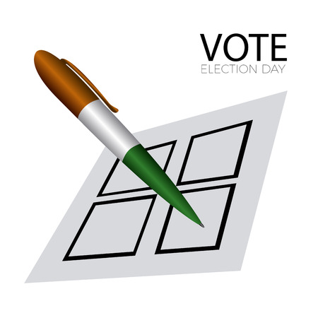 Isolated voting card with a pen on a white background, vector illustrationのイラスト素材