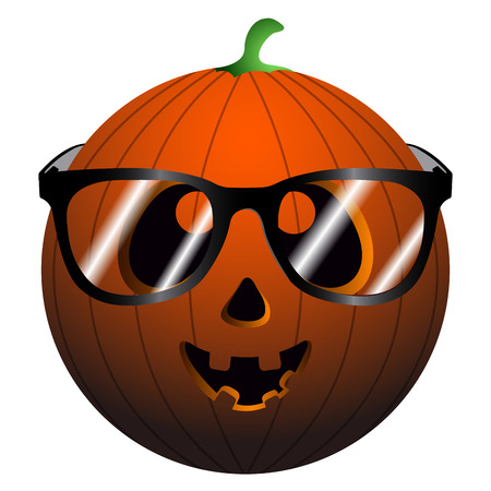 Isolated pumpkin with glasses on a white background, vector illustrationのイラスト素材