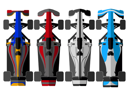Set of racing cars on a white background, Vector illustrationのイラスト素材