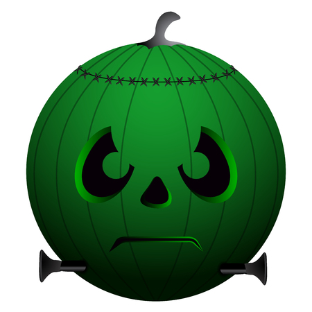 Isolated green pumpkin on a white background, vector illustrationのイラスト素材