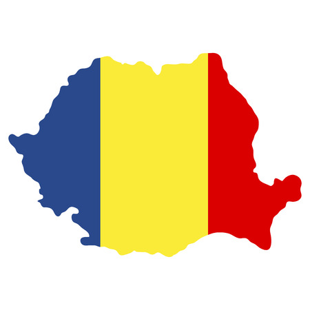 Isolated map of romania with flag, vector illustrationのイラスト素材