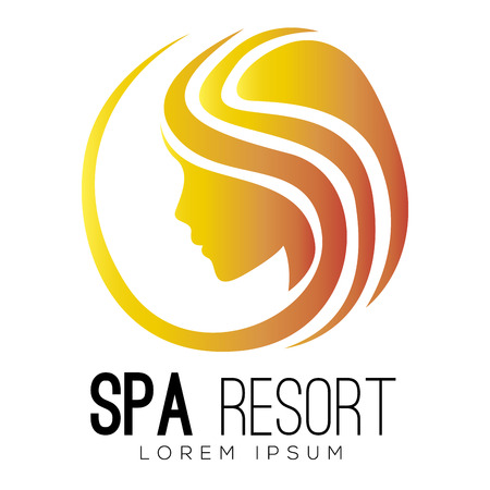 Isolated spa logo with a silhouette of a woman, vector illustrationのイラスト素材