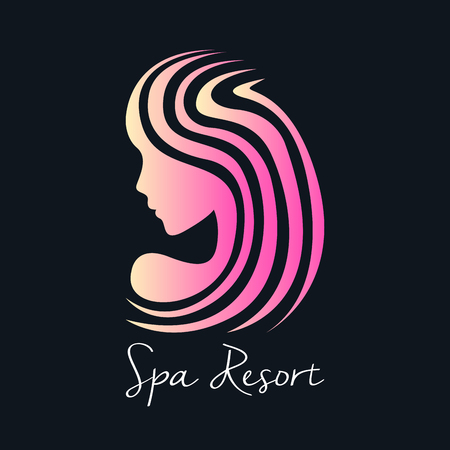 Isolated spa logo with a silhouette of a woman, vector illustrationのイラスト素材