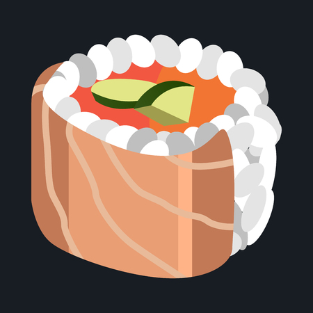 Isolated sushi on a black background, Vector illustrationのイラスト素材