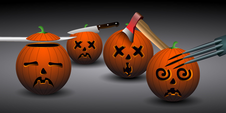 Isolated set of dead pumpkins, vector illustrationのイラスト素材