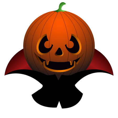 Isolated dracula pumpkin on a white background, vector illustrationのイラスト素材