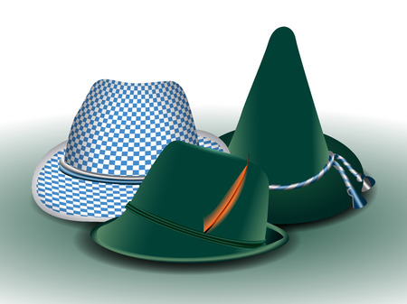 Isolated set of traditional hats on a white background, vector illustrationのイラスト素材