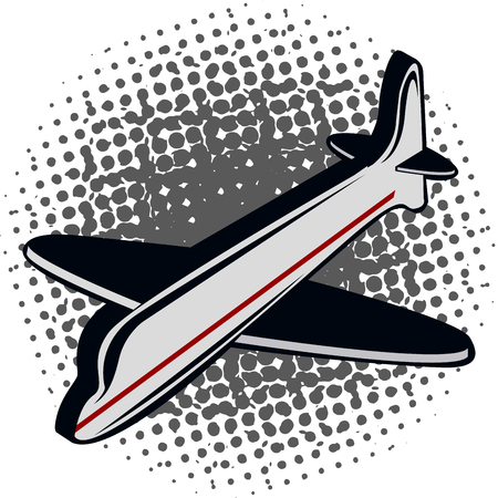 Isolated comic airplane on a white background, vector illustrationのイラスト素材