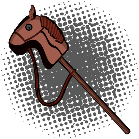 Isolated comic stick horse on a white background, vector illustrationのイラスト素材