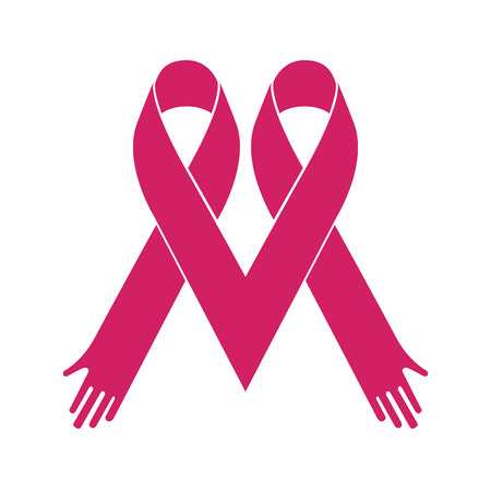 Pair of pink ribbons, Breast cancer campaign, Vector illustrationのイラスト素材