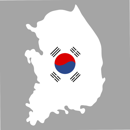 Isolated map of south korea with flag, vector illustrationのイラスト素材