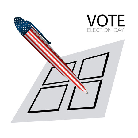 Isolated voting card with a pen on a white background, vector illustrationのイラスト素材