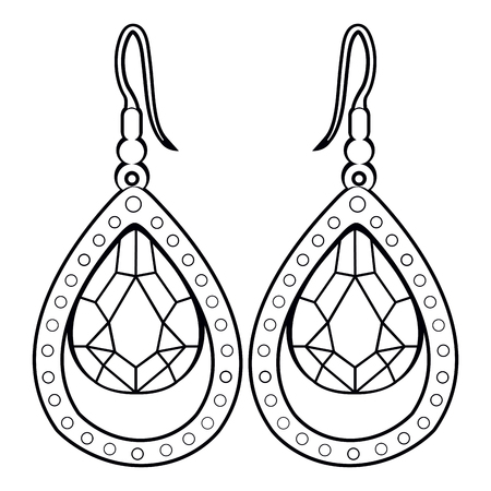 Isolated outline of a pair of earrings, Vector illustrationのイラスト素材