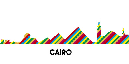 Skyline of Cairo on a white background, Vector illustrationのイラスト素材