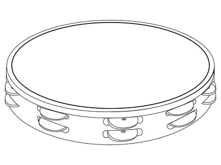 Isolated outline of a tambourine, Vector illustrationのイラスト素材