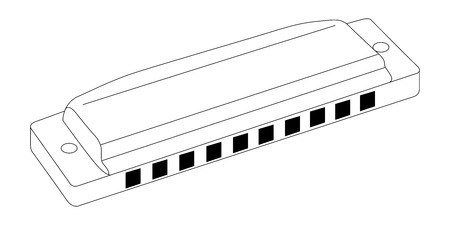 Isolated outline of a harmonica, Vector illustrationのイラスト素材