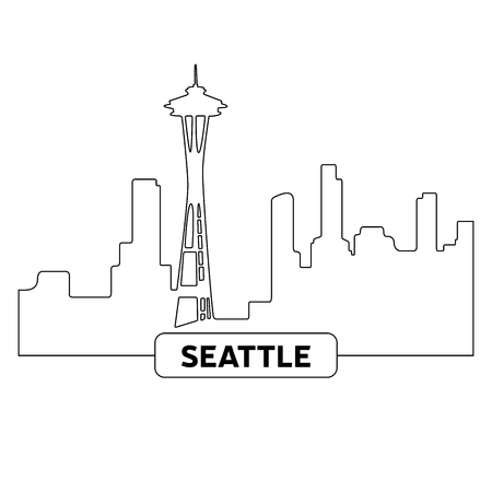 Outline of a cityscape of Seattle, Vector illustrationのイラスト素材
