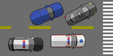 Top view of a street with some cars, Vector illustrationのイラスト素材