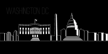 Cityscape of Washington D.C. on a black background, Vector illustrationのイラスト素材